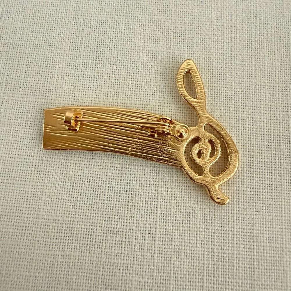 Gold Tone Piano Keyboard Treble Clef Music Pin Brooch - Picture 2 of 7